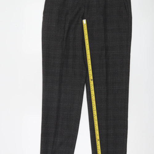 Marks and Spencer Men's Grey Check Wool Blend Dress Trousers 32W 31L
