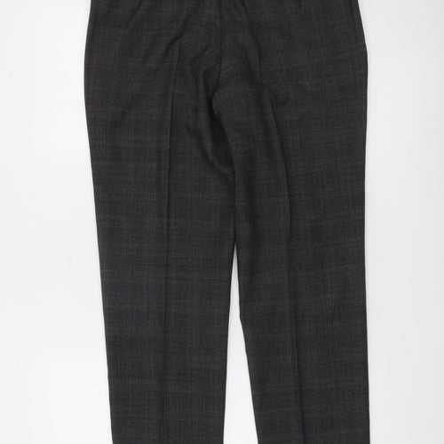 Marks and Spencer Men's Grey Check Wool Blend Dress Trousers 32W 31L