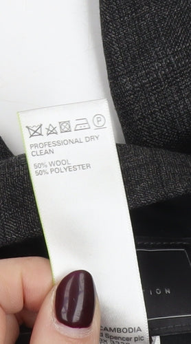 Marks and Spencer Men's Grey Check Wool Blend Dress Trousers 32W 31L
