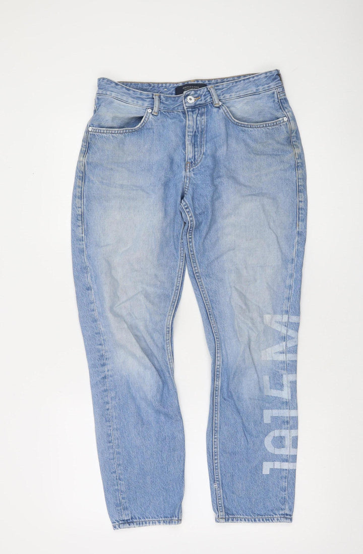 Scotch & Soda Womens Blue High Rise Straight Jeans Size 10