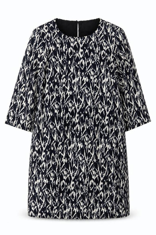 Front view of Windsmoor Women's Black Geometric Shift Dress, size 14