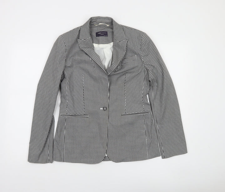 Marks and Spencer Women's Black Check Slim Fit Blazer Size 8
