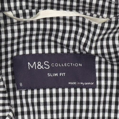 Marks and Spencer Women's Black Check Slim Fit Blazer Size 8