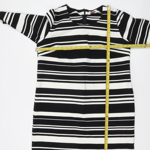 Lee Cooper Women's Black Striped Knee Length Shift Dress Size 12