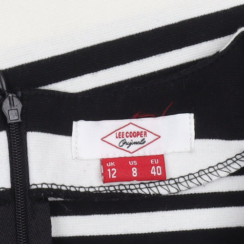 Lee Cooper Women's Black Striped Knee Length Shift Dress Size 12