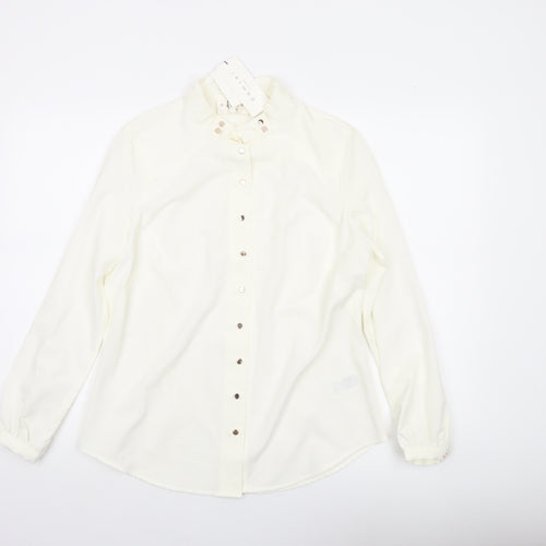 Damsel in a Dress Women's Ivory Button-Up Shirt Size 14