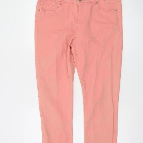 Monsoon Women Pink Denim Jegging Trousers Size 14 Stretch Slim Fit