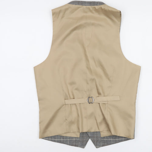 Moss London Grey Check Slim Fit Men's Waistcoat Size 36 Regular