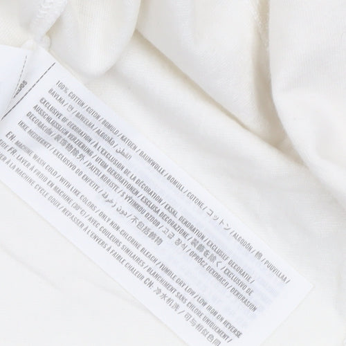 Hollister Women White Long Sleeve V-Neck Graphic Tee M