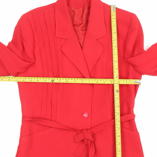 Monetgue Women’s Red Wool Blend Belted Blazer Size 12 Classic Fit
