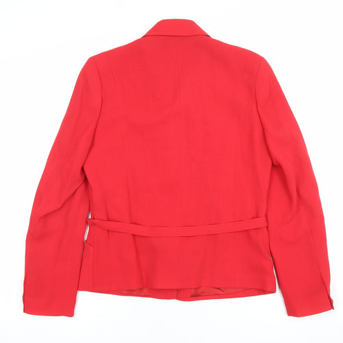 Monetgue Women’s Red Wool Blend Belted Blazer Size 12 Classic Fit