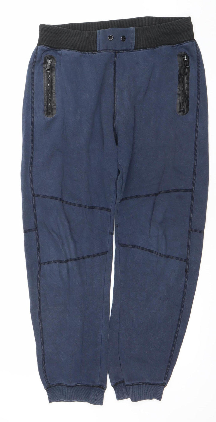 H&M Teens Blue Jogger Trousers 170 Regular Fit Fleece Cotton Blend