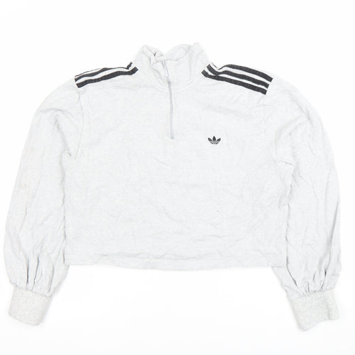 Adidas Women’s Grey 1/4 Zip Pullover Sweatshirt Size M