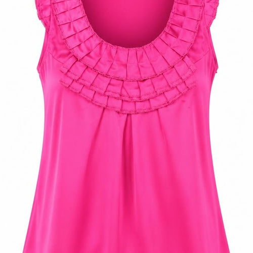 Next Women’s Pink Sleeveless Satin Ruffle Tunic Blouse Size 10