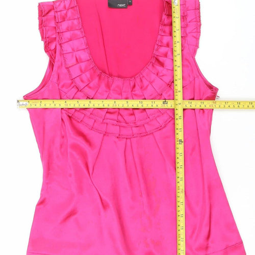 Next Women’s Pink Sleeveless Satin Ruffle Tunic Blouse Size 10