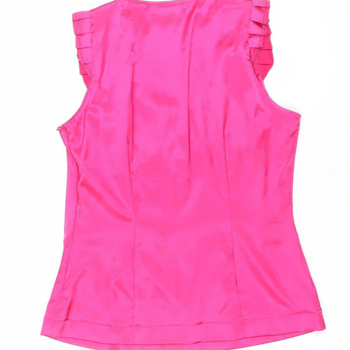Next Women’s Pink Sleeveless Satin Ruffle Tunic Blouse Size 10