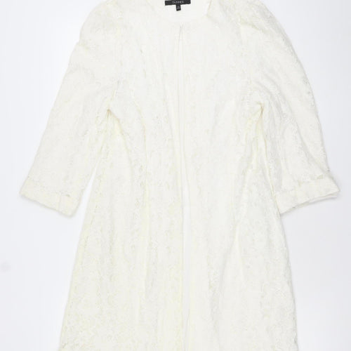 Dunnes Women Ivory Lace Mid-Length Coat Size 12 Elegant Formal Wear