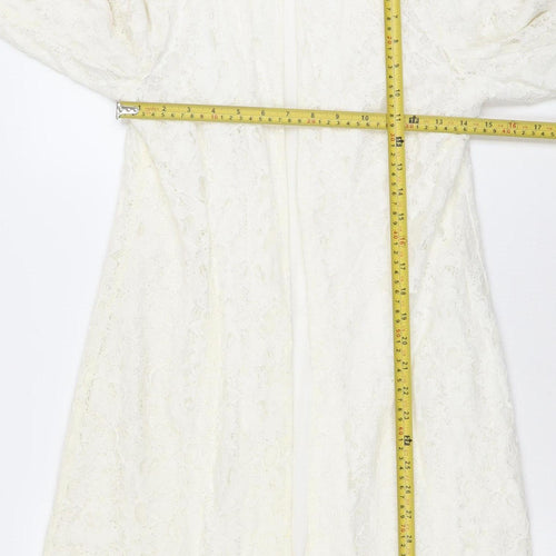Dunnes Women Ivory Lace Mid-Length Coat Size 12 Elegant Formal Wear