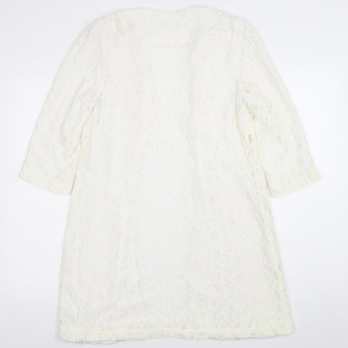 Dunnes Women Ivory Lace Mid-Length Coat Size 12 Elegant Formal Wear