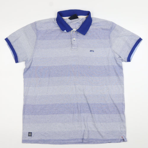 McGregor Men's Blue Striped Cotton Polo Shirt Size L