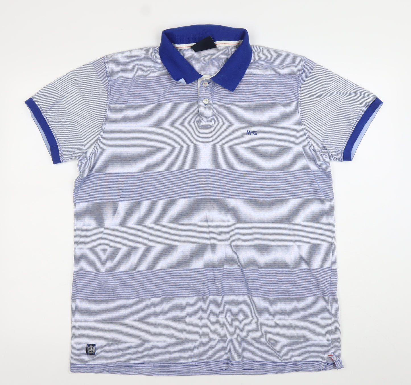 McGregor Men's Blue Striped Cotton Polo Shirt Size L