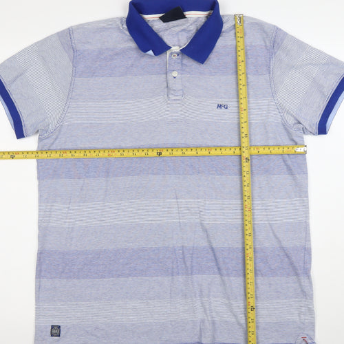McGregor Men's Blue Striped Cotton Polo Shirt Size L