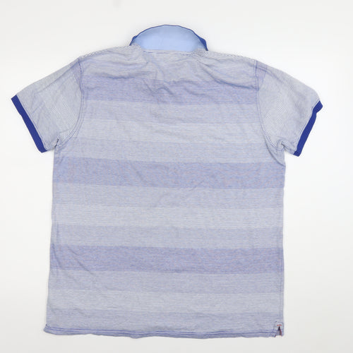 McGregor Men's Blue Striped Cotton Polo Shirt Size L