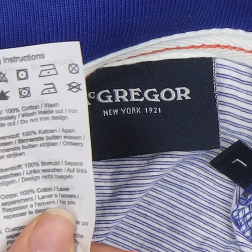 McGregor Men's Blue Striped Cotton Polo Shirt Size L