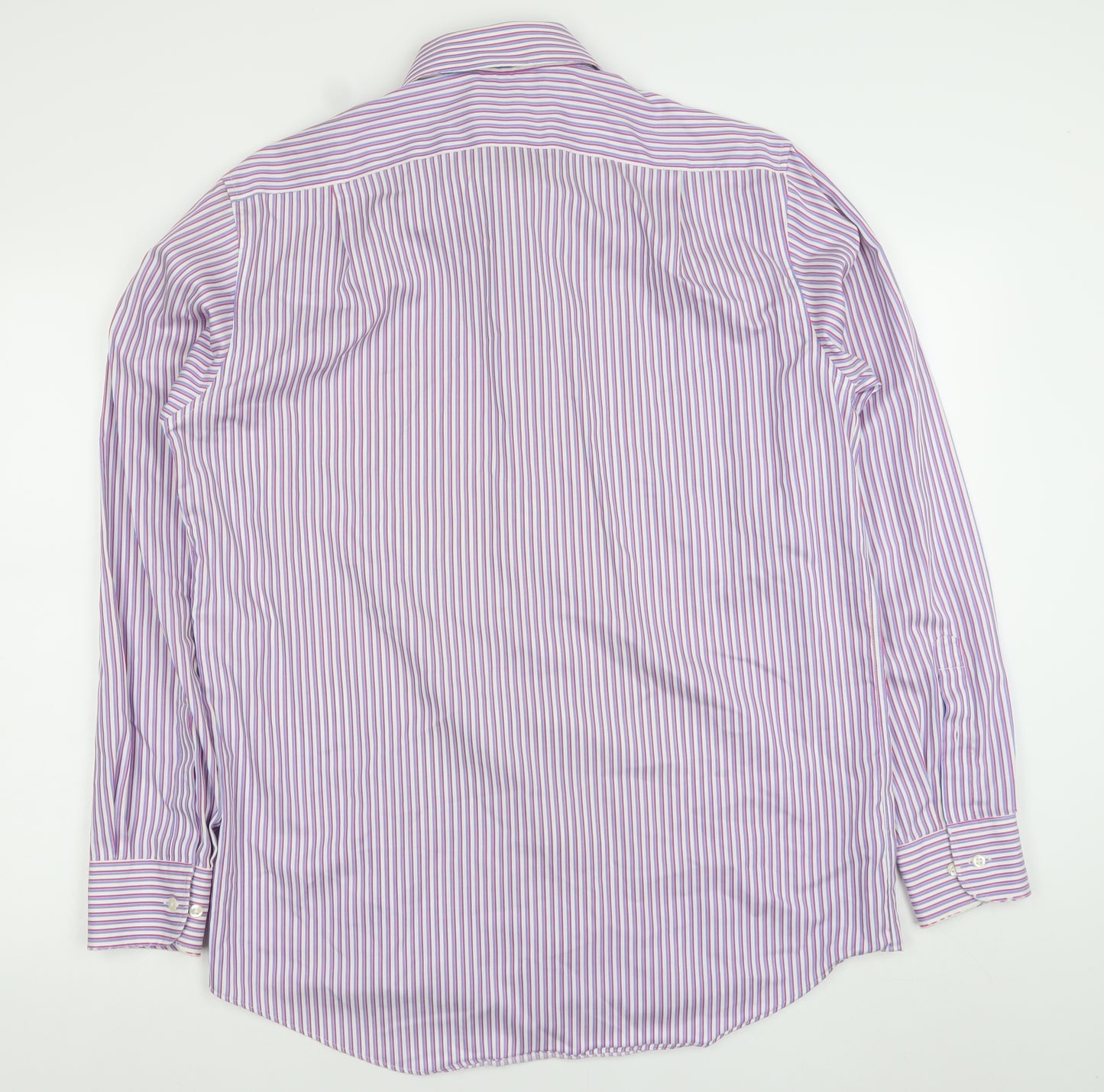Marks and Spencer Men's Purple Striped Regular Fit Cotton Button-Up Shirt 16 41in