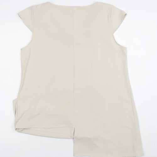 Ever Sassy Womens Beige Tunic Blouse Size L Relaxed Fit Short Sleeve Top