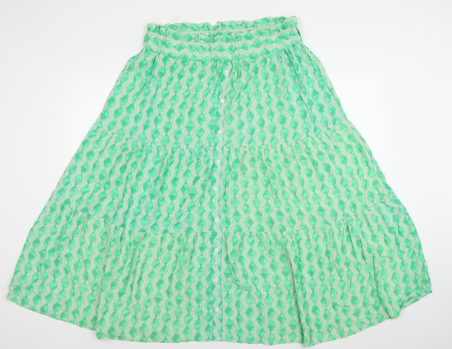 Gallery Women’s Green Bohemian Midi A-Line Viscose Skirt Size L