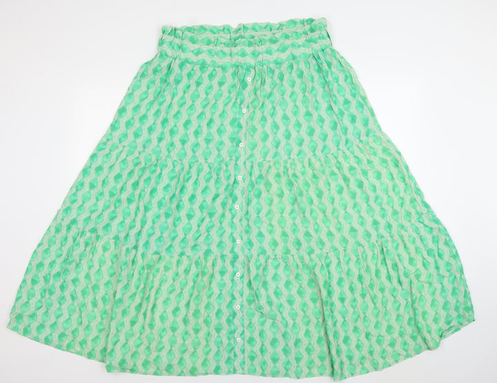 Gallery Women’s Green Bohemian Midi A-Line Viscose Skirt Size L