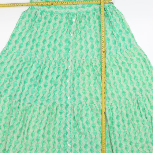 Gallery Women’s Green Bohemian Midi A-Line Viscose Skirt Size L