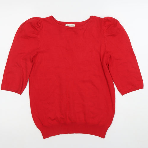 Monsoon Women’s Red Puff Sleeve Knit Blouse Size 10