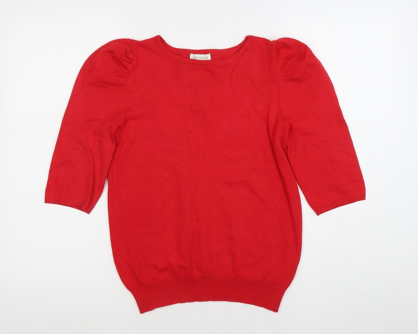 Monsoon Women’s Red Puff Sleeve Knit Blouse Size 10