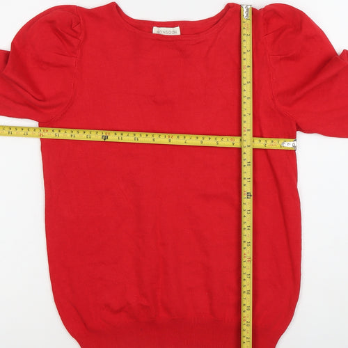 Monsoon Women’s Red Puff Sleeve Knit Blouse Size 10