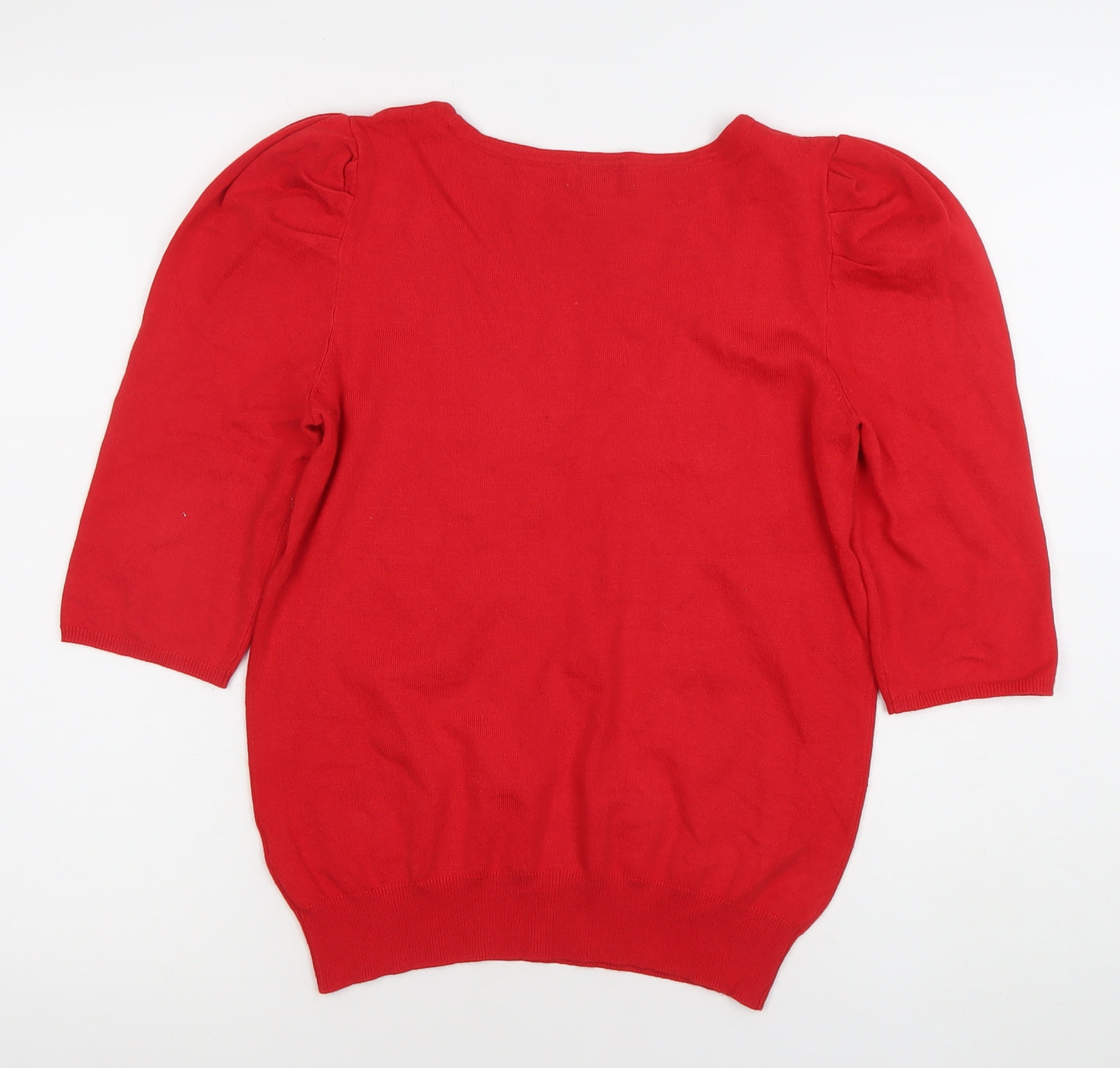 Monsoon Women’s Red Puff Sleeve Knit Blouse Size 10