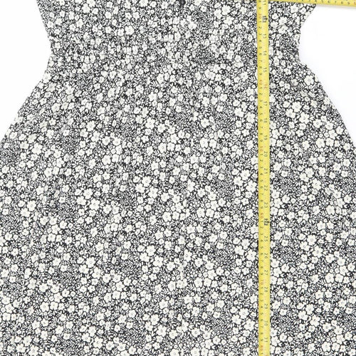 Dunnes Women’s Black Floral Bodycon Dress Size 12 V-Neck Long Sleeve