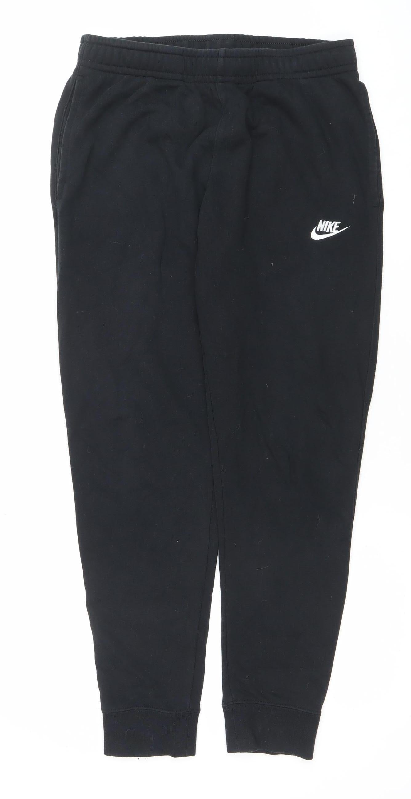 Nike Men's Black Jogger Trousers S Regular Fit Fleece Activewear