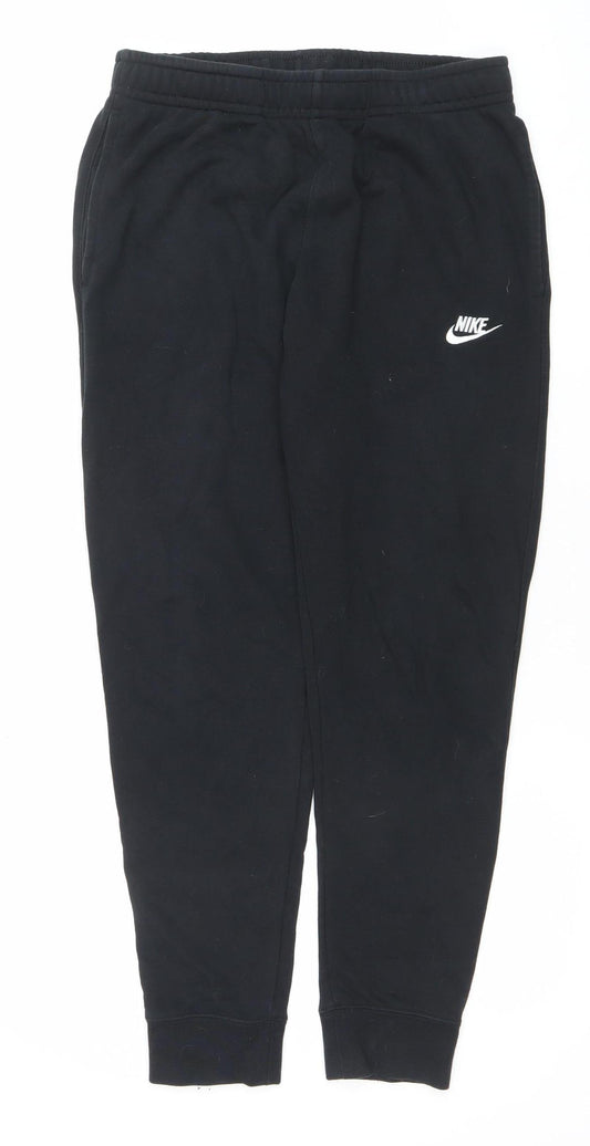 Nike Men's Black Jogger Trousers S Regular Fit Fleece Activewear