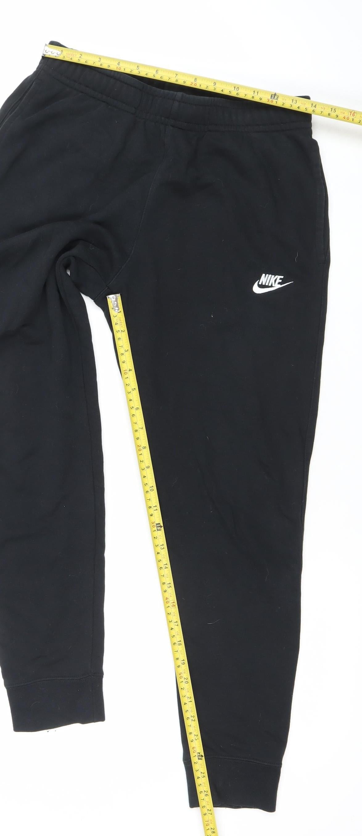 Nike Men's Black Jogger Trousers S Regular Fit Fleece Activewear