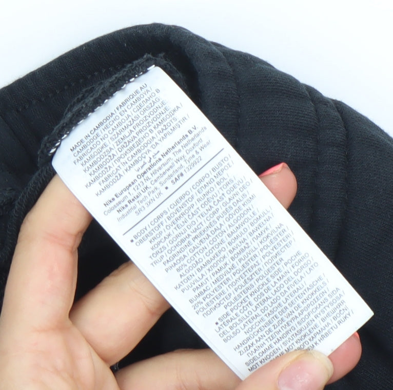 Nike Men's Black Jogger Trousers S Regular Fit Fleece Activewear