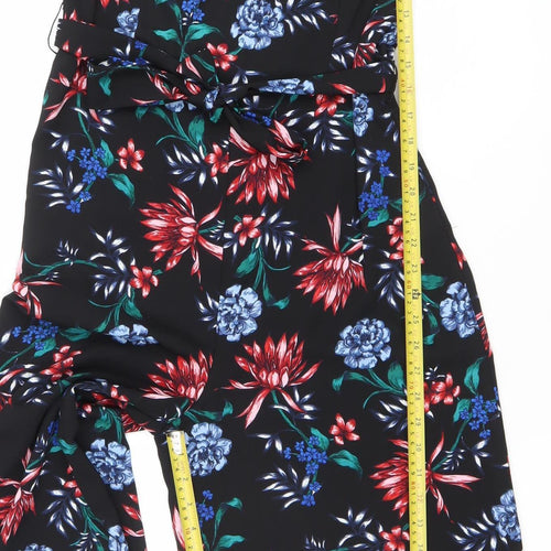 Dunnes Women Black Floral Wide-Leg Jumpsuit Size 12