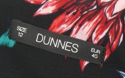 Dunnes Women Black Floral Wide-Leg Jumpsuit Size 12