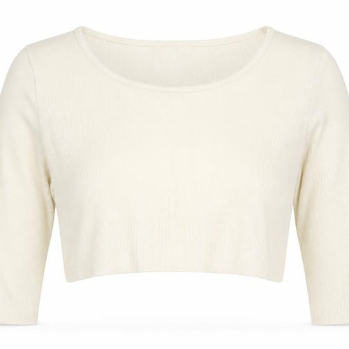 ZARA Women Ivory Cropped 3/4 Sleeve Jersey Top Size 12