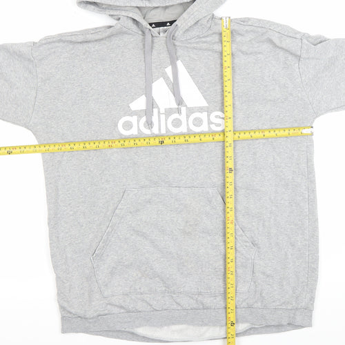 Adidas Women Grey Pullover Hoodie XL Logo Cotton Blend Casual