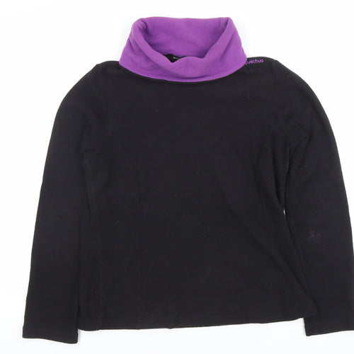 Quechua Womens Black & Purple Fleece Pullover Sweatshirt Size M