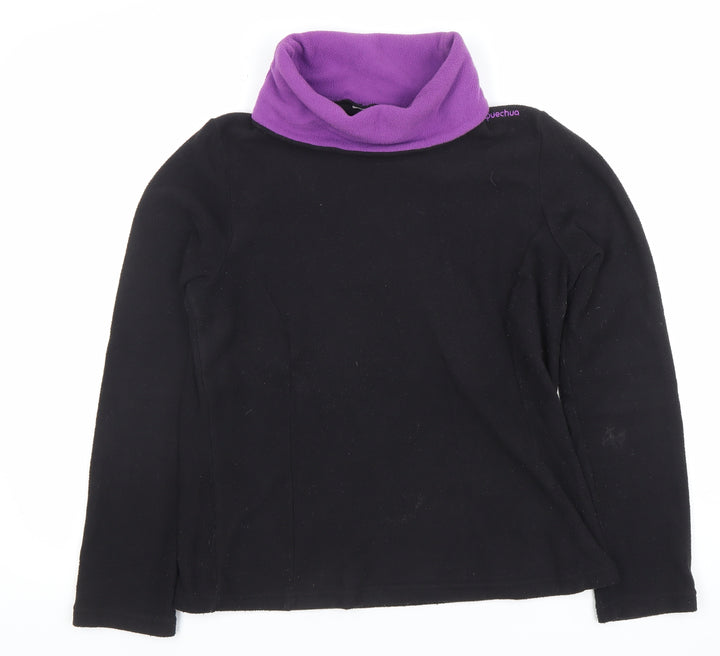 Quechua Womens Black & Purple Fleece Pullover Sweatshirt Size M