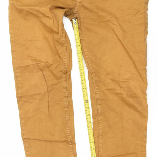 Denim Co Men's Brown Straight Jeans 37x32 Regular Fit Heavy Wash