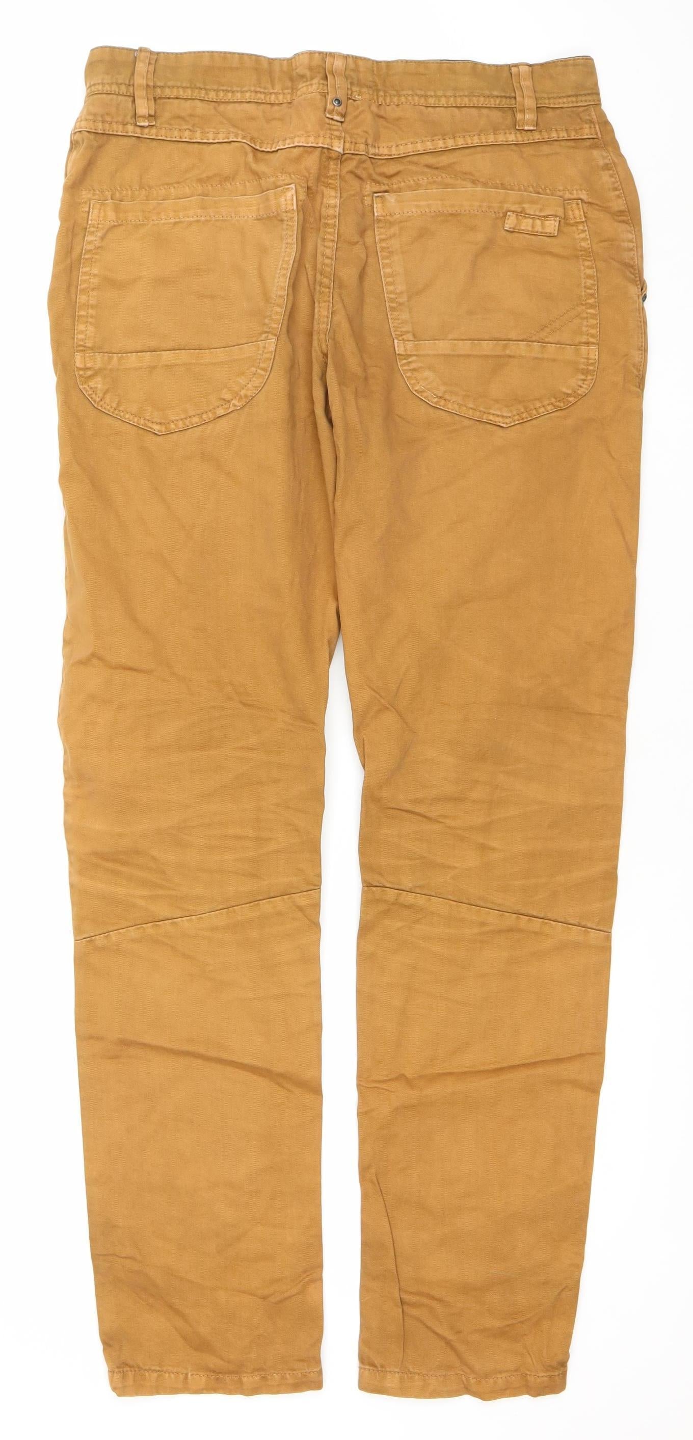 Denim Co Men's Brown Straight Jeans 37x32 Regular Fit Heavy Wash